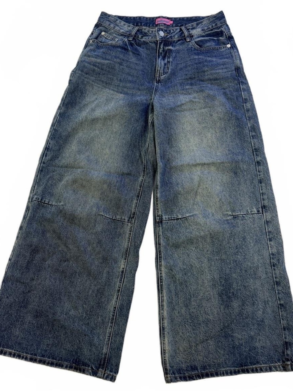 edikted Wide Leg Denim Jeans Blue Vintage-Inspired